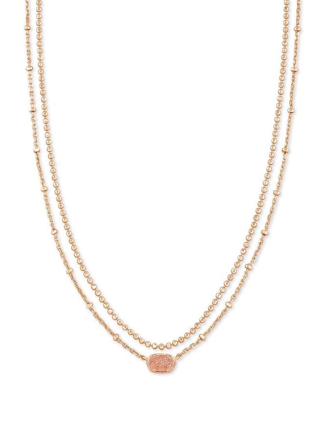 Kendra Scott Emilie Multi-Strand Necklace for Women, Fashion Jewelry, 14k Rose Gold-Plated, Sand Drusy - Image 1