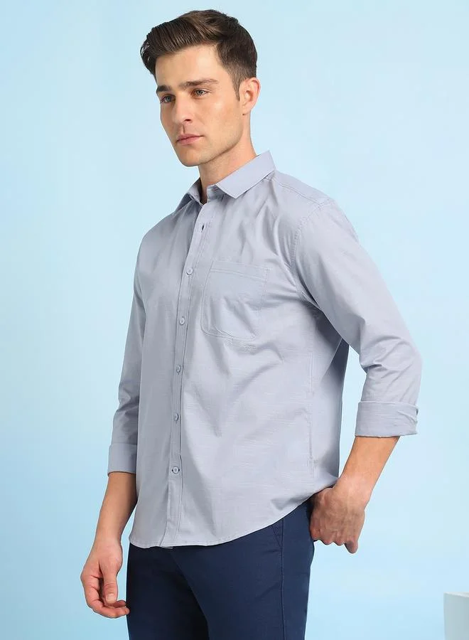 Dennis Lingo Men's Lavender Cotton Blend Solid Pattern Button Down Relaxed Shirt