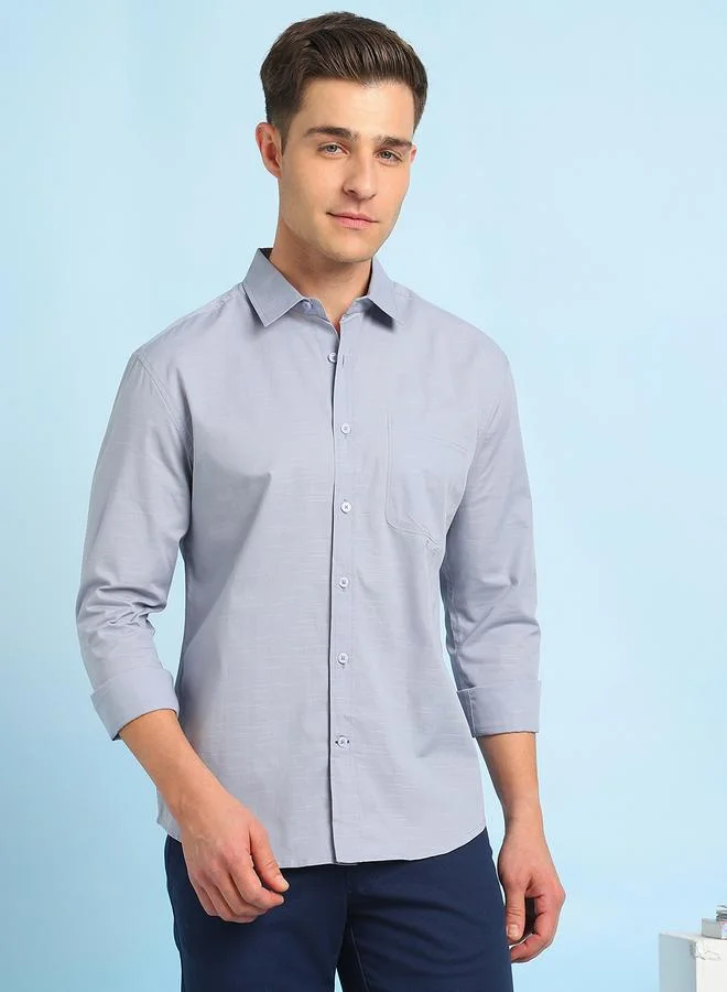 Dennis Lingo Men's Lavender Cotton Blend Solid Pattern Button Down Relaxed Shirt