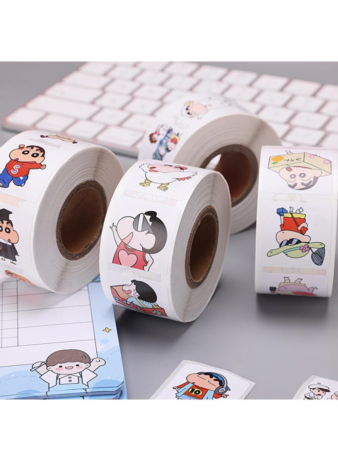 Liyuan Crayon Small New Square Sealing Stickers 500pcs/roll Coated Paper Adhesive Sticker Cartoon Children Stickers - Image 2