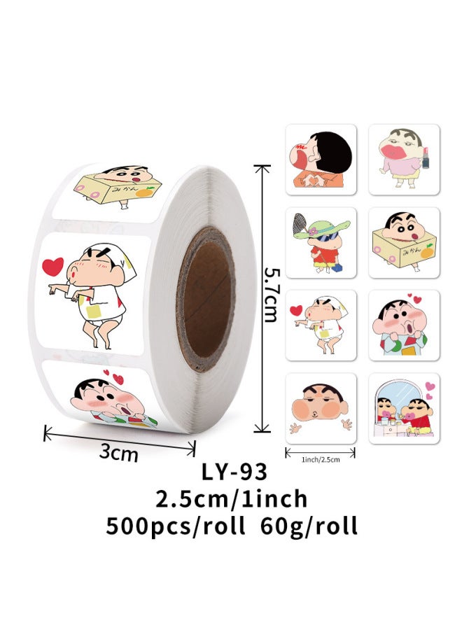 Liyuan Crayon Small New Square Sealing Stickers 500pcs/roll Coated Paper Adhesive Sticker Cartoon Children Stickers - Image 1
