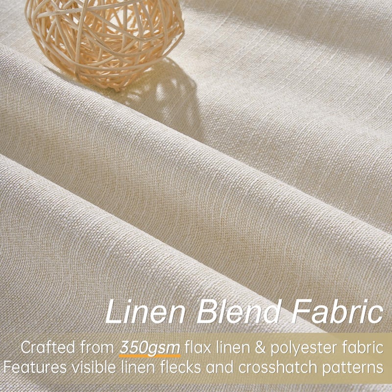 Topfinel Beige Linen Blackout Curtains 84 Inch Long, Modern Black Out Curtains for Bedroom Windows Treatments, Cream Heat & Cold Blocking Back Tab Pleated Drapes for Living Room 2 Panels Cottage 7 FT - Image 3