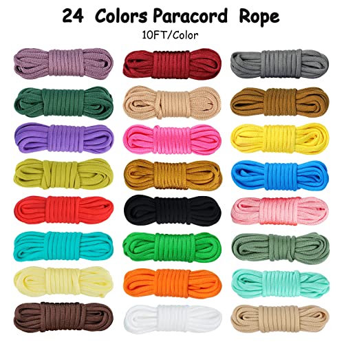 MONOBIN 24 Colors 10ft Paracord Rope with Instruction, Paracord 550 Combo kit, Multifunction Parachute Cord for Making Paracord Bracelets, Lanyard, Dog Collar, Idea for Gift (24 Colors A) - Image 2