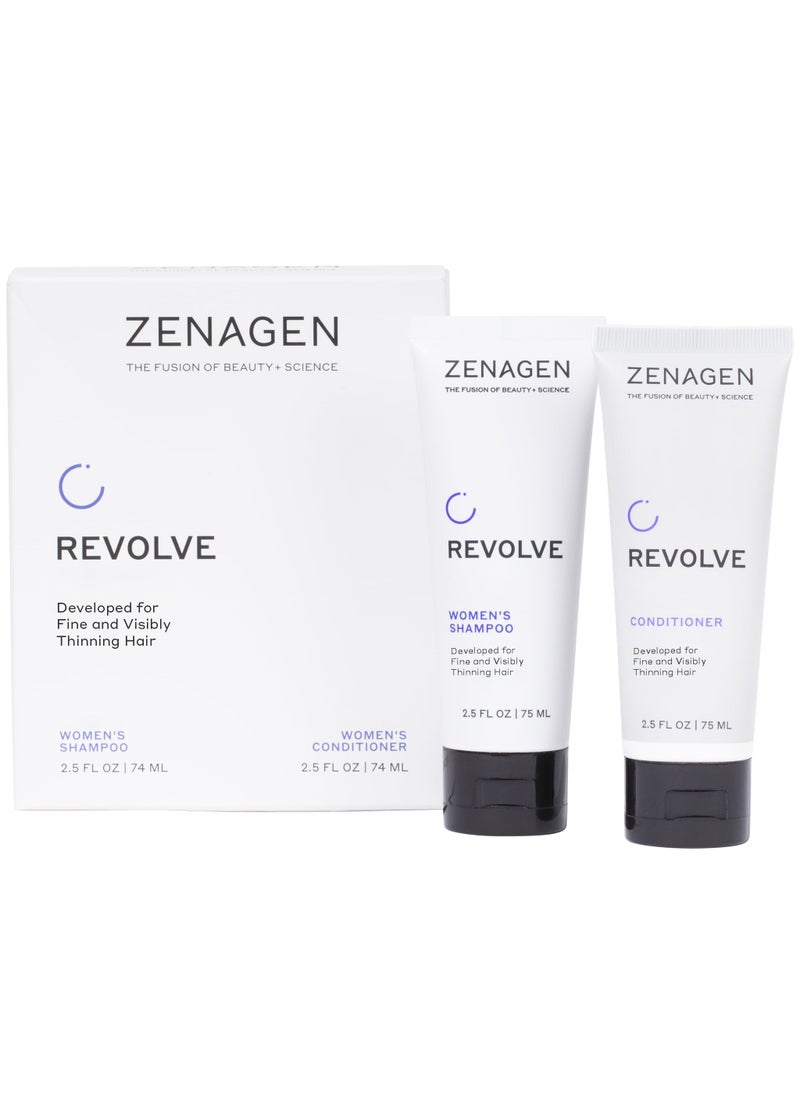 Zenagen Zenagen Revolve Women's Travel Duo | Targets Hair Thinning And Shedding, Promotes Thicker Fuller Hair, Perfect For Travel, Nourishing Plant-Based Formula, Color-Safe, Vegan, 