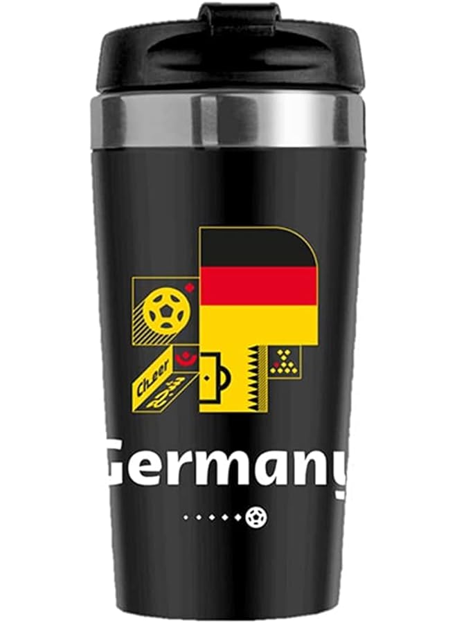 FIFA كوب قطر 2022 من الفولاذ المقاوم للصدأ قهوة فراغ Mug ألمانيا 450 مل أسود Rt500402G - Image 1