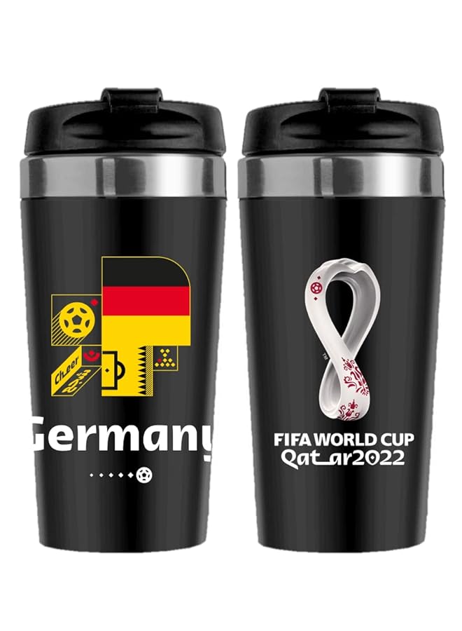 FIFA كوب قطر 2022 من الفولاذ المقاوم للصدأ قهوة فراغ Mug ألمانيا 450 مل أسود Rt500402G - Image 4