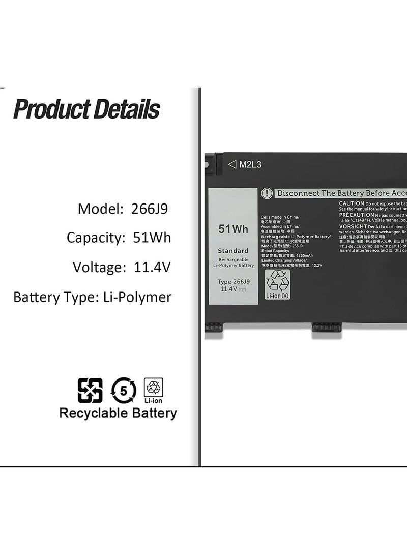 Max Power 266J9 Laptop Battery for Dell G3 15 3500 3590 3790 G5 15 5500 5505 SE Inspiron 5490 INS 15PR-1545W 1548BR 1645W M4GWP C9VNH PN1VN 415CG MV07R 0266J9 0PN1VN 0415CG 0M4GWP P89F P89F001 - Image 2