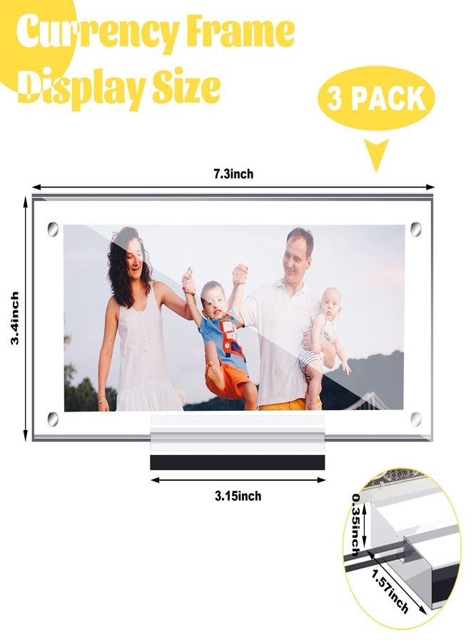 Chunful 3 Pcs Dollar Bill Holder Acrylic Display Dollar Case Currency Ticket Protector Paper Money Frame for Bill Collectors Collection, 7.3 x 3.5 Inch - Image 2