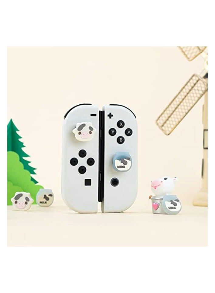 PROMASS Cute Silicone Joycon Thumb Grip Caps, Joystick Cover Compatible with Nintendo Switch/OLED/Switch Lite,4PCS - Dairy Cow - Image 5