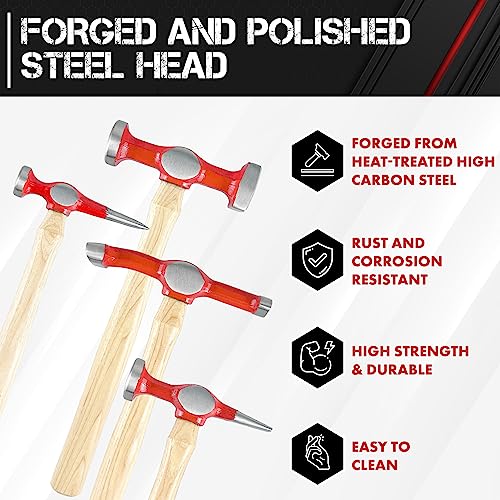 ct C&T 9 Piece Heavy Auto Body Repair Tool Hammer Dolly Set, Car Body Repair Tool Kit with Carrying Case, Hickory Handles,Fender Repair kit - Image 5