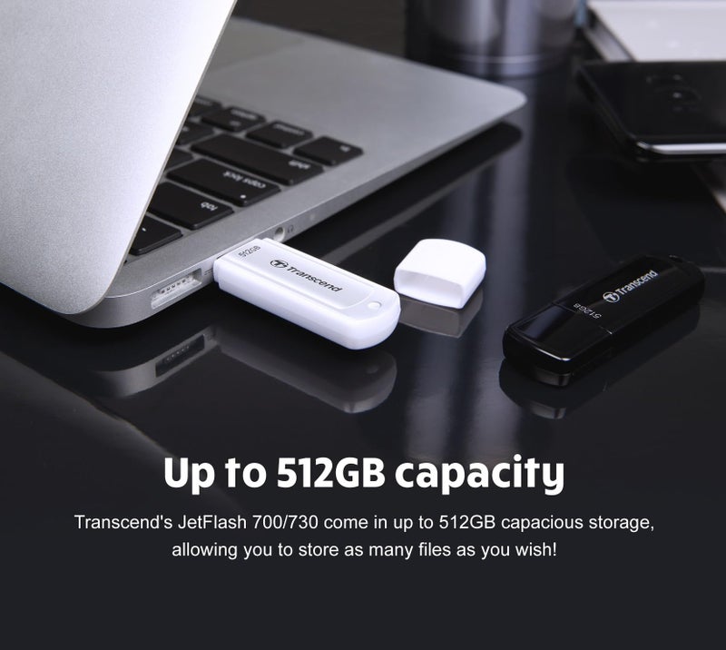 Transcend JetFlash 700 128GB USB 3.2 Gen 1 (USB 5Gbps) Flash Drive, Pen Drive, 5-Year Limited Warranty, Black (TS128GJF700) - Image 4