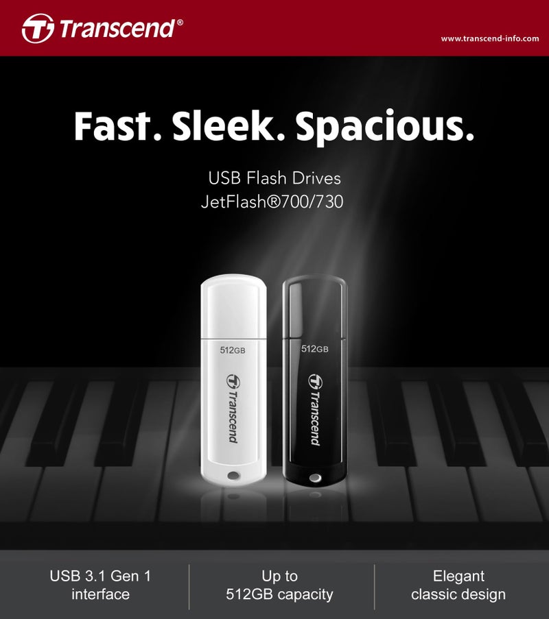 Transcend JetFlash 700 128GB USB 3.2 Gen 1 (USB 5Gbps) Flash Drive, Pen Drive, 5-Year Limited Warranty, Black (TS128GJF700) - Image 2