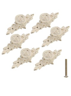 Oasisgalore 6-Pack Ivory White & Gold Edge Rose Cabinet Knobs Drawer Pull Handles with Backplate, Vintage Style  - Image 1