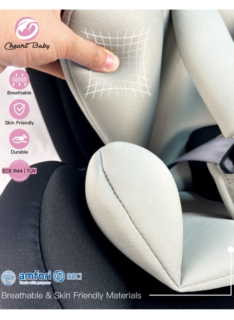 طفلي الصغير مقعد سيارة للأطفال يدور 360 درجة، مقعد سيارة للرضع، نظام قفل ISOFIX، مسند رأس قابل للتعديل في 8 أوضاع، حزام أمان سباق بخمس نقاط، قماش صديق للبيئة، مناسب للأطفال من حديثي الولادة إلى 12 عامًا، أسود مع رمادي - Image 5