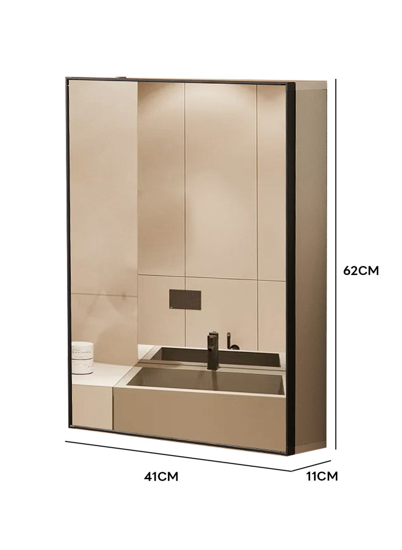 Sharpdo Aluminium Bathroom Mirror with Storage, Modern Wall Mounted, Black 62*41*11CM  - Image 5