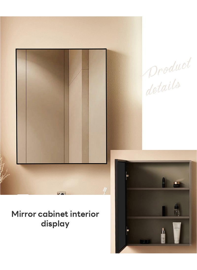 Sharpdo Aluminium Bathroom Mirror with Storage, Modern Wall Mounted, Black 62*41*11CM  - Image 3