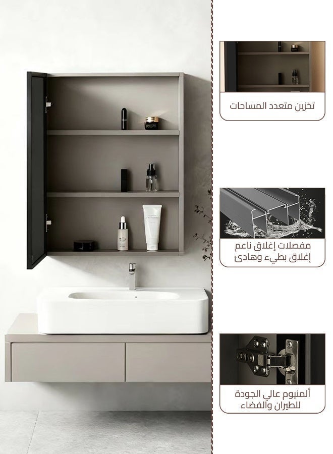 Sharpdo Wall Mirror 62 x 41 x 11 CM - Wall-Mounted Mirror Cabinet with Black Frame - Makeup Mirror for Dressing Room, Living Room, Bathroom - Image 5