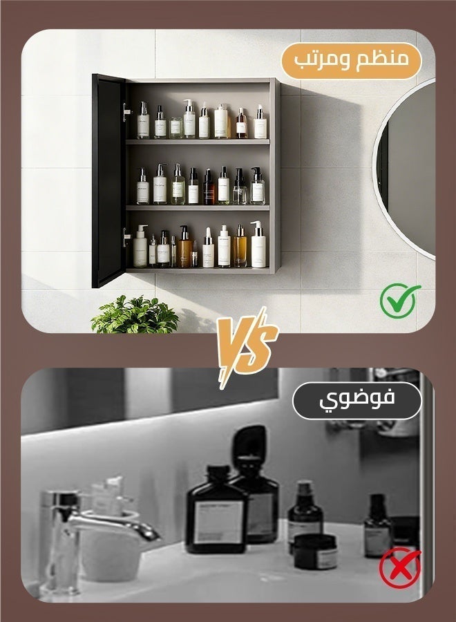 Sharpdo Wall Mirror 62 x 41 x 11 CM - Wall-Mounted Mirror Cabinet with Black Frame - Makeup Mirror for Dressing Room, Living Room, Bathroom - Image 4