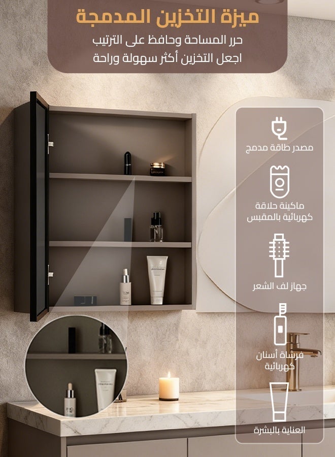 Sharpdo Wall Mirror 62 x 41 x 11 CM - Wall-Mounted Mirror Cabinet with Black Frame - Makeup Mirror for Dressing Room, Living Room, Bathroom - Image 2