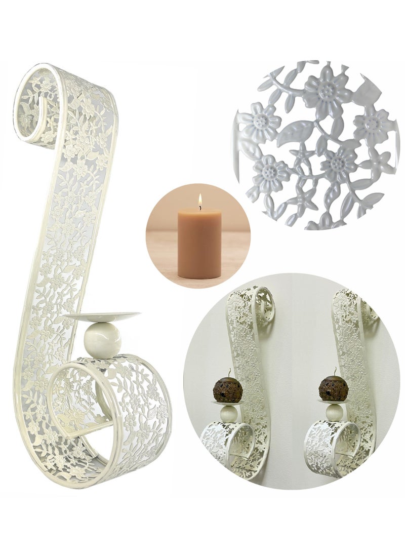 Souq DESIGNS Arabic Metal Candle Holders Wall mounted 1 pc | Moroccan Pillar & Tea Light Candle Plate | Indoor Outdoor Home Decor | Pillar Candles | entrance decor | hanging lantern  - Image 2