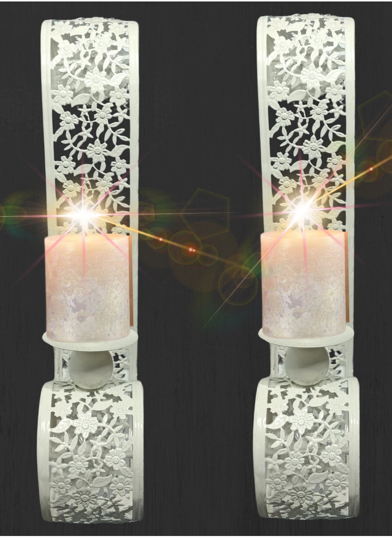 Souq DESIGNS Arabic Metal Candle Holders Wall mounted 1 pc | Moroccan Pillar & Tea Light Candle Plate | Indoor Outdoor Home Decor | Pillar Candles | entrance decor | hanging lantern  - Image 5