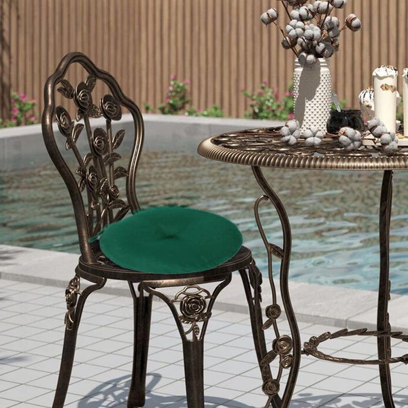 FUNHOME Bistro Chair Cushions 15 inch,Set of 2,Tufted Round Chair Cushions with Ties,15"x15"x4",Water Resistant Round Seat Cushion for Barstool Chairs,Patio Garden Kitchen Outdoor Furniture(Blackish Green) - Image 5