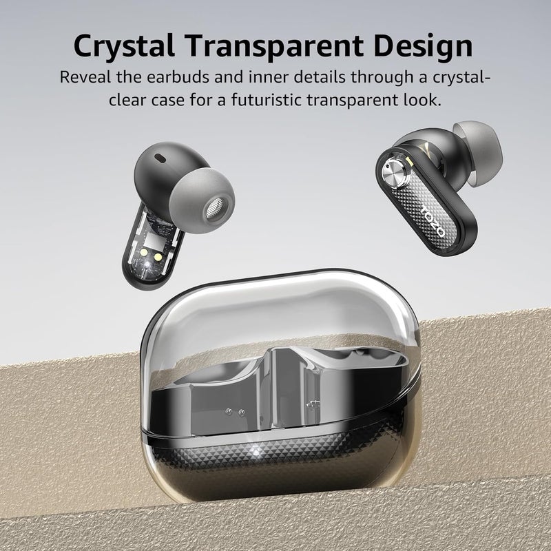 TOZO Hybrid Active Noise Cancelling Wireless Earbuds, Bluetooth 5.4 Headphones, 10mm Drivers Deep Bass Stereo Sound, 4 Mics ENC AI Clear Calls, 32 EQ Customization via App, Crystal Case Design - Image 2