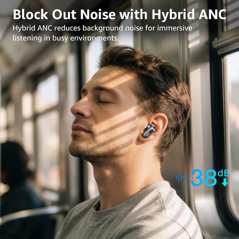 TOZO Hybrid Active Noise Cancelling Wireless Earbuds, Bluetooth 5.4 Headphones, 10mm Drivers Deep Bass Stereo Sound, 4 Mics ENC AI Clear Calls, 32 EQ Customization via App, Crystal Case Design - Image 3