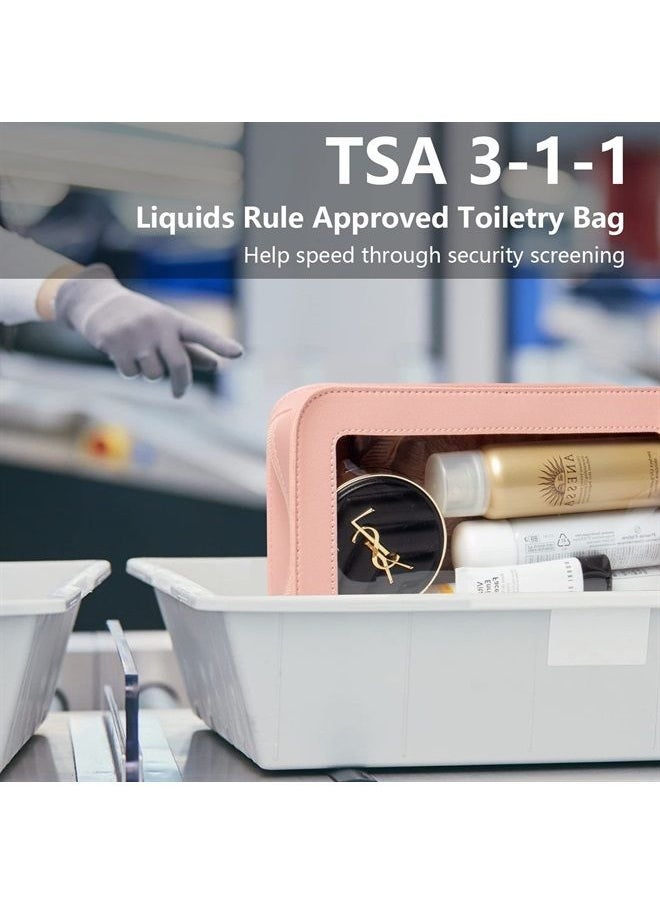 LETGO Clear Makeup Bags, TSA Approved Toiletry Bag with Zipper, Clear Makeup Organizer Fit Carry-on Travel Essentials,Clear Cosmetic Bags for Women Men (C-Pink)  - Image 2