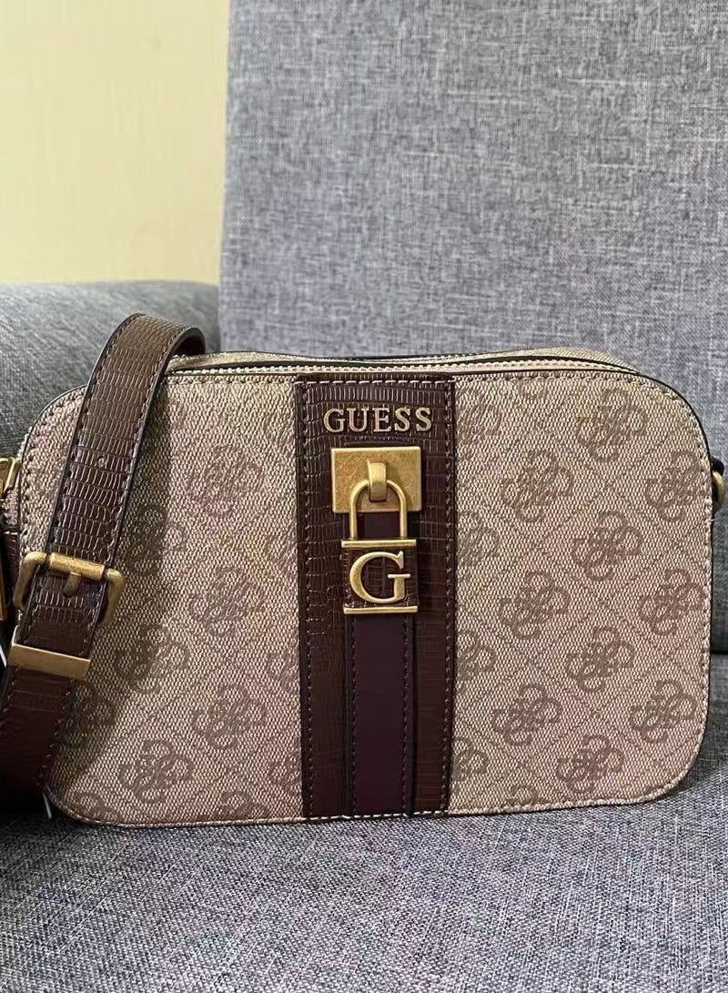 GUESS Sestri Logo Elite Society Handbag Brown