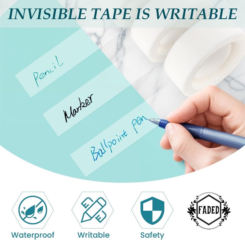 Faded Invisible Tape – Clear Matte Finish Adhesive Tape for Office, School & Home Use | Easy Tear, Photo Safe, Transparent Tape Rolls for Refillable Dispensers & Everyday (Pak of 5) - Image 2
