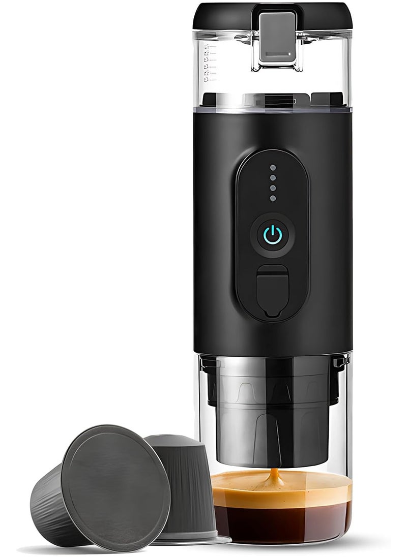 MOXOM Mini Espresso Portable Coffee Maker Built-in Battery, manually operated Portable Espresso Maker Small capsule coffee machine for Travel, Camping, Office-Black  - Image 1
