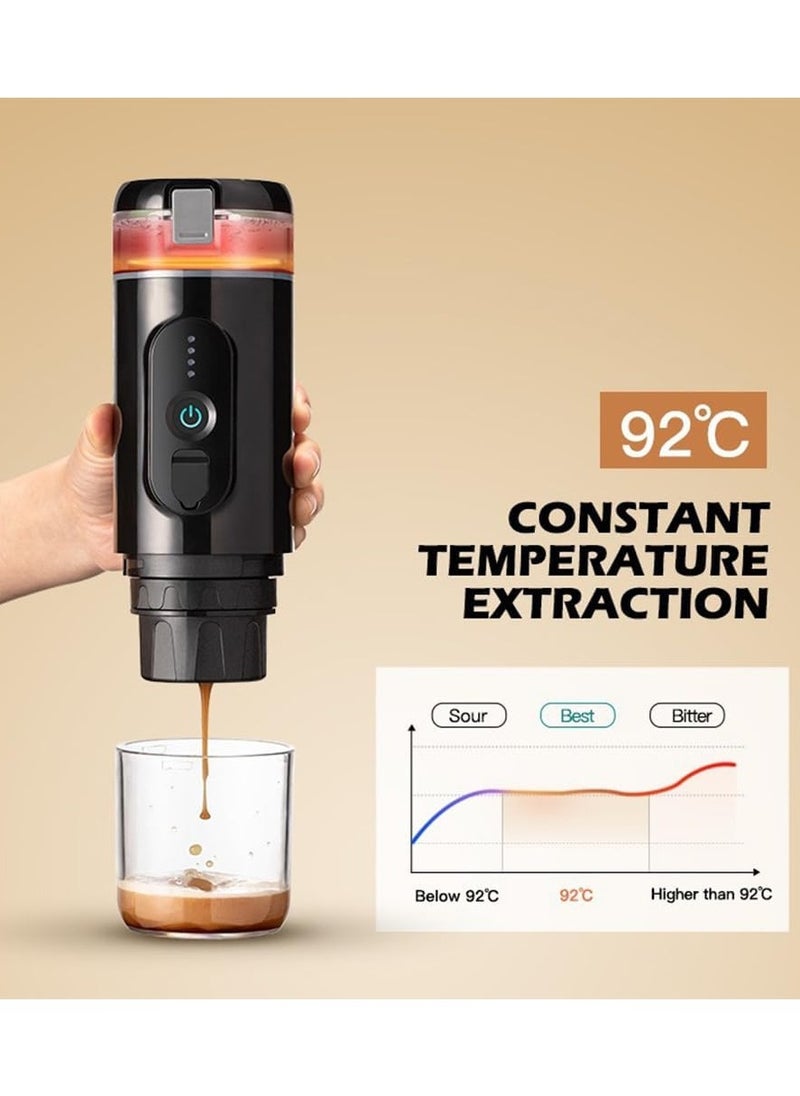 MOXOM Mini Espresso Portable Coffee Maker Built-in Battery, manually operated Portable Espresso Maker Small capsule coffee machine for Travel, Camping, Office-Black  - Image 4