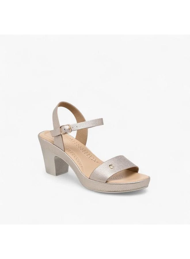 لو كونفورت صنادل نسائية بحزام مزخرف وكعب عريض