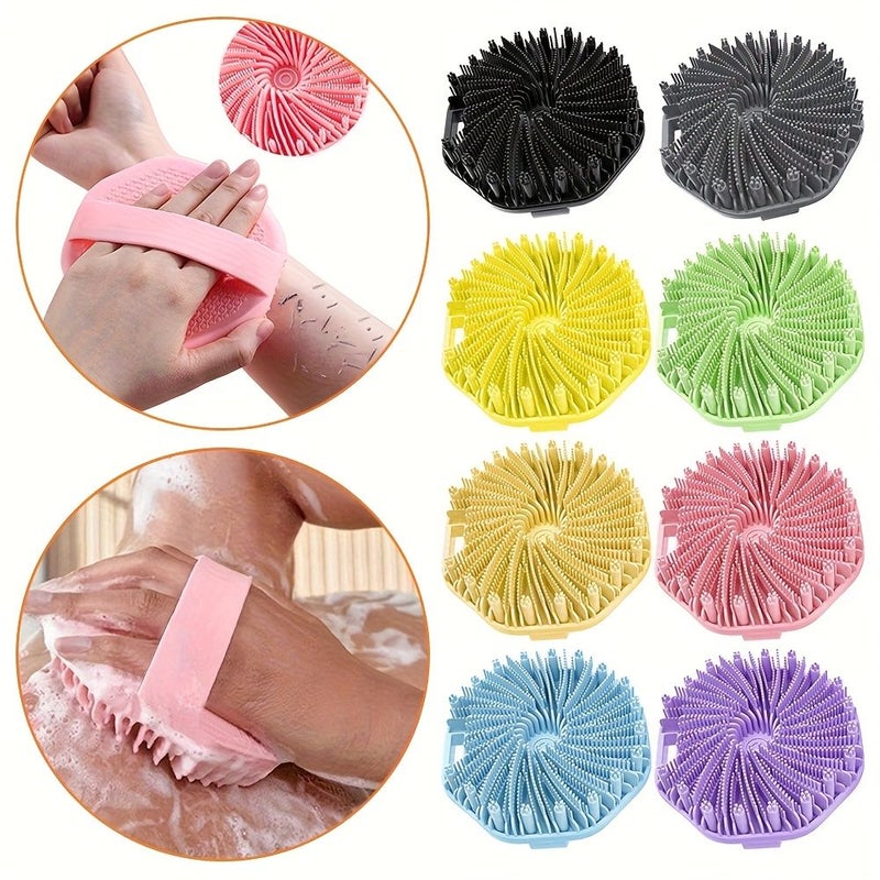 Gray Silicone Body Scrubber Loofah Exfoliating Massage Tool Ergonomic Grip Durable Nontoxic Bathing Accessory - Image 1