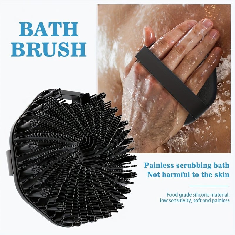 Gray Silicone Body Scrubber Loofah Exfoliating Massage Tool Ergonomic Grip Durable Nontoxic Bathing Accessory - Image 2