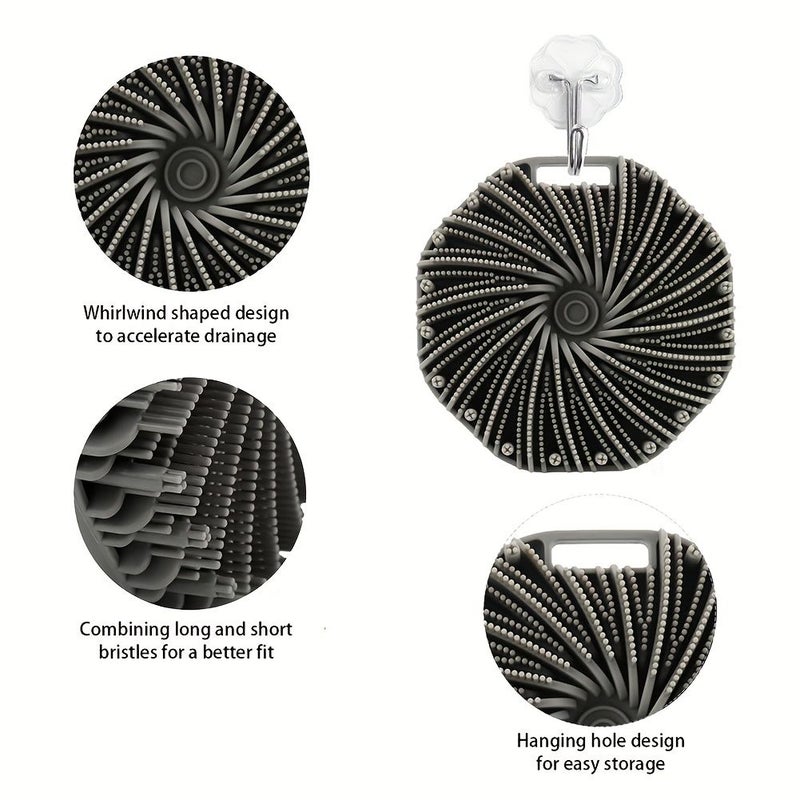 Gray Silicone Body Scrubber Loofah Exfoliating Massage Tool Ergonomic Grip Durable Nontoxic Bathing Accessory - Image 5