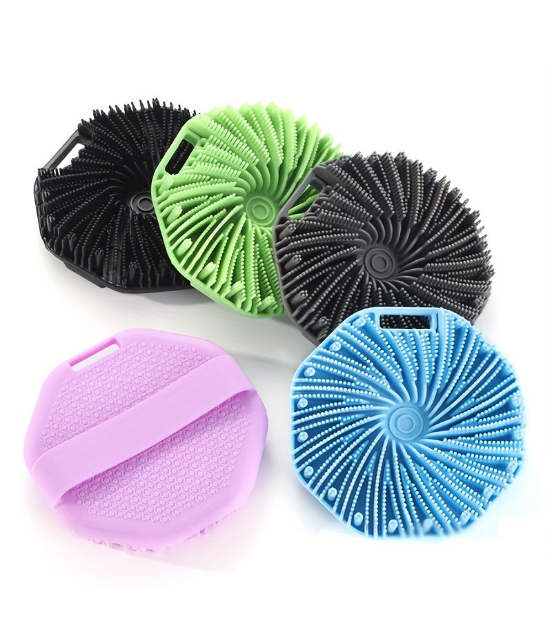 Gray Silicone Body Scrubber Loofah Exfoliating Massage Tool Ergonomic Grip Durable Nontoxic Bathing Accessory - Image 3