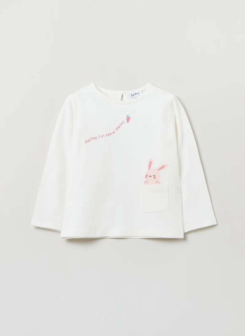 او في اس Long-Sleeved T-Shirt With Print