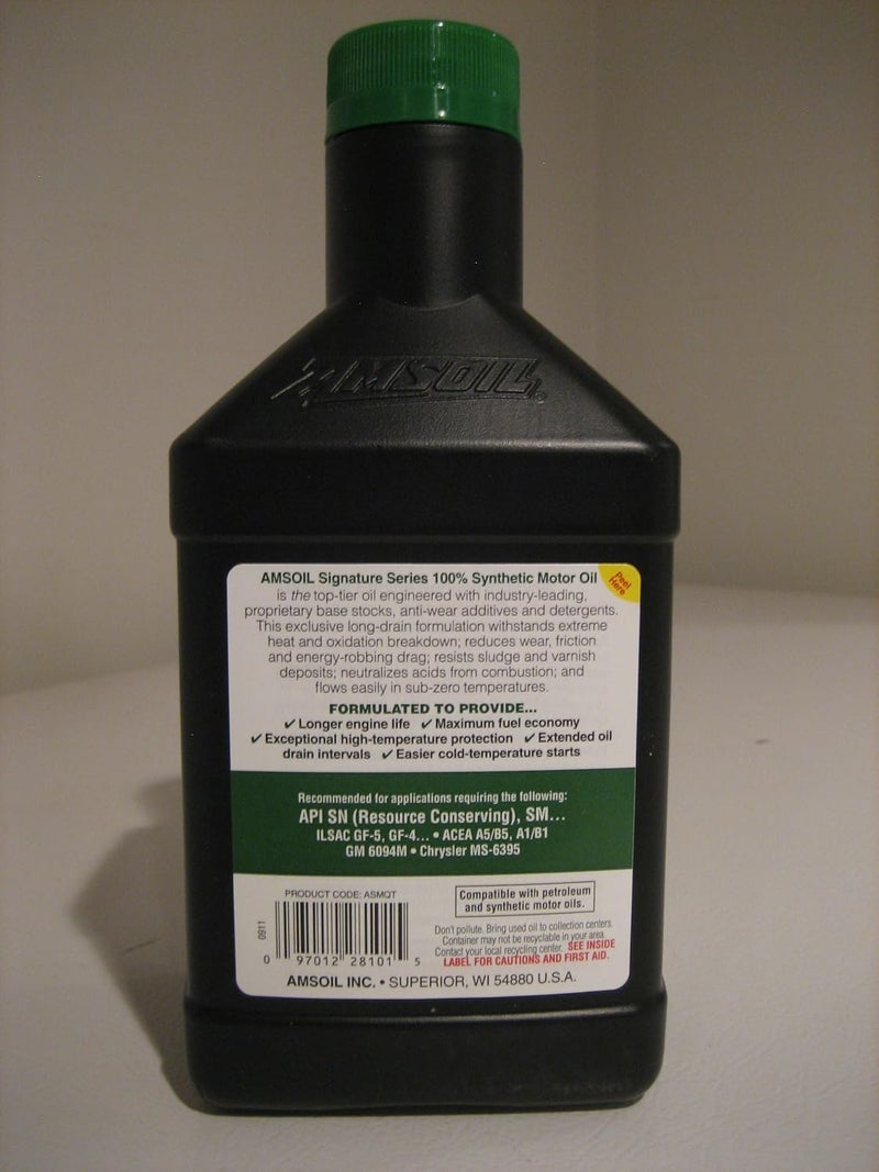 AMSOIL Signature Series 0W-20 Synthetic Motor Oil (API SN Resource Conserving) for Honda, Skoda, Ford, Audi - Image 1