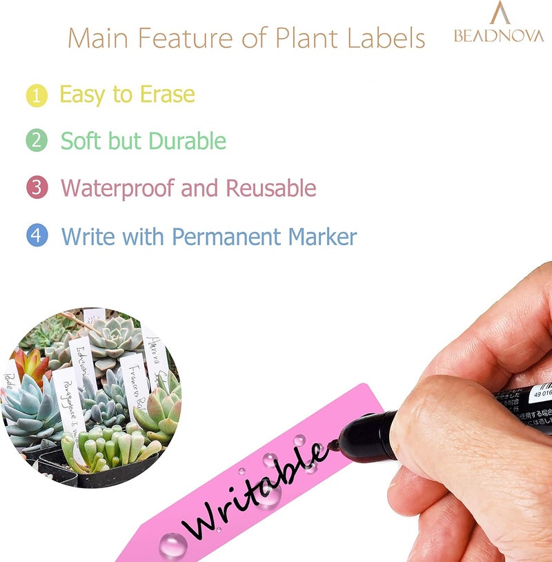 BEADNOVA Plant Labels 150pcs Plant Tags Multicolor Identification Stakes Plastic Labels for Pots Garden 4 Inch 6 Colors - Image 4