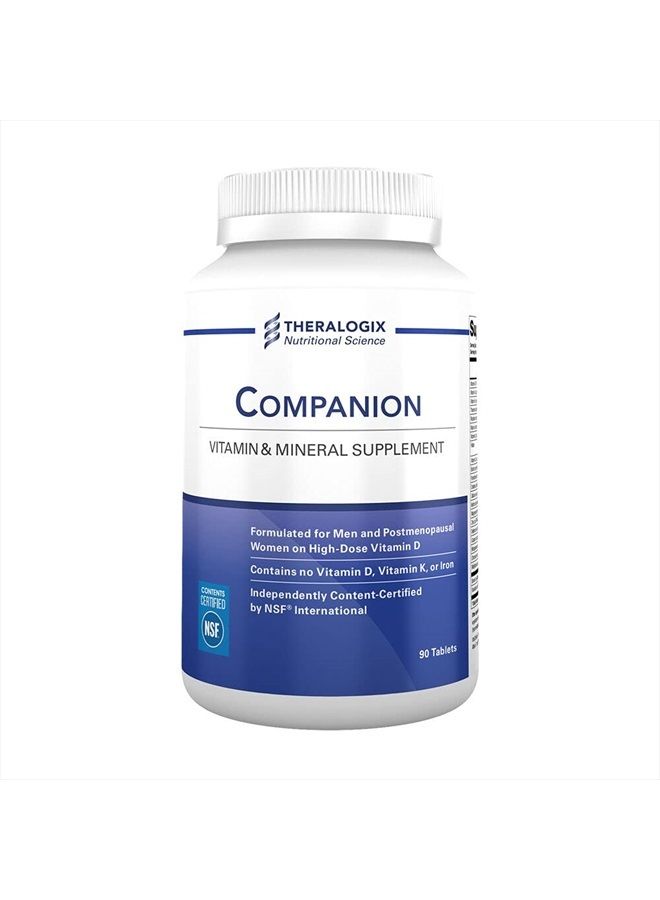 Theralogix Companion Daily Multivitamin Supplement for Men & Women 50+ Without Iron, Vitamin K, & Vitamin D | 90-Day Supply - Manufactured in The USA and NSF Certified - Image 1