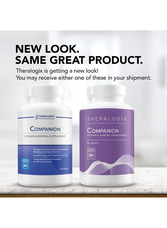Theralogix Companion Daily Multivitamin Supplement for Men & Women 50+ Without Iron, Vitamin K, & Vitamin D | 90-Day Supply - Manufactured in The USA and NSF Certified - Image 2