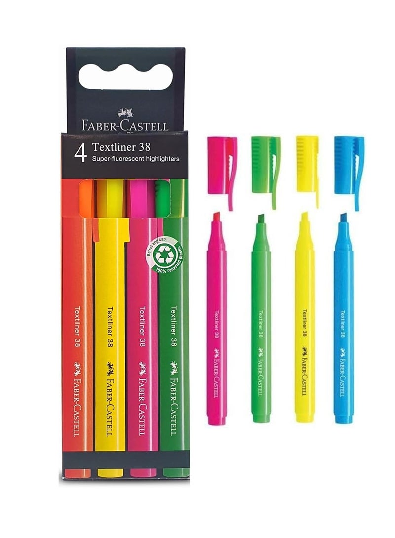 FABER-CASTELL أقلام تمييز رفيعة 4 قطع بألوان نيون - Image 1