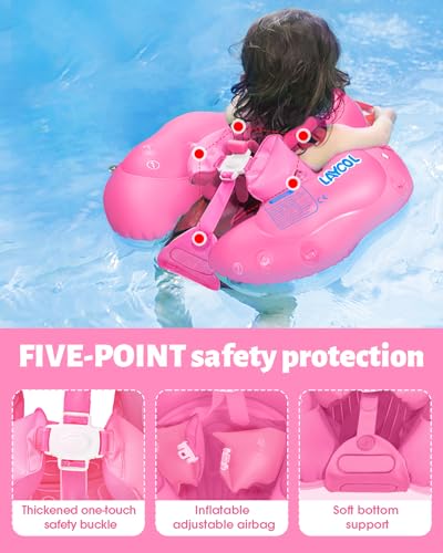 LAYCOL Baby Swimming Float Inflatable Baby Pool Float Ring with Sun Protection Canopy,add Tail no flip Over for Age of 3-36 Months - Image 4