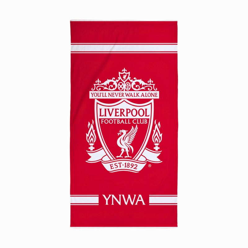 Liverpool FC منشفة ليفربول FC الرسمية من كاريكتير وورلد، شعور فائق النعومة، تصميم نادي YNWA لكرة القدم، مثالية للمنزل، الحمام، الشاطئ، حمام السباحة، مقاس واحد 75 سم × 150 سم، 100% قطن