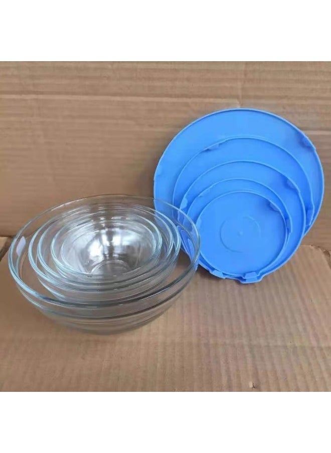 Generic - Glass Heat-resistant Fresh-keeping Bowl With Lid Five-piece Set 808 Bowls Food Storage Salad Instant Noodle Cooking Bowl Shop Gift-Specifications:Five-piece Fresh-keeping Bowl - Image 1