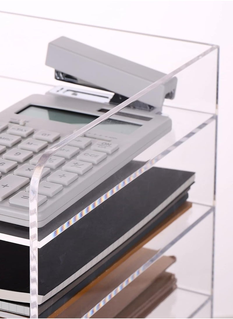 Paper File Storage Tray for Office Organization, 5-Tier Clear Acrylic Desk Organizer, Suitable for Files Up to 9.5 x 13.5 Inches, Enlarged Size Letter Tray