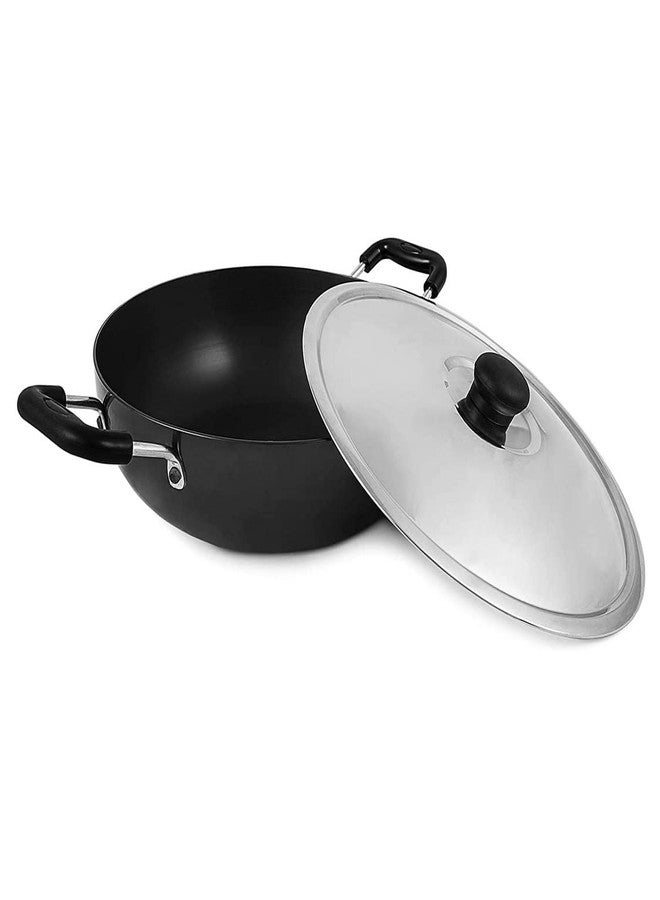 RBGIIT Hard Anodised Induction Kadhai 3 mm Thick - 2 Liters - Heavy Quality with SS Lid Induction Bottom Cookware Set (Hard Anodised, 1 - Piece)_4 - Image 1