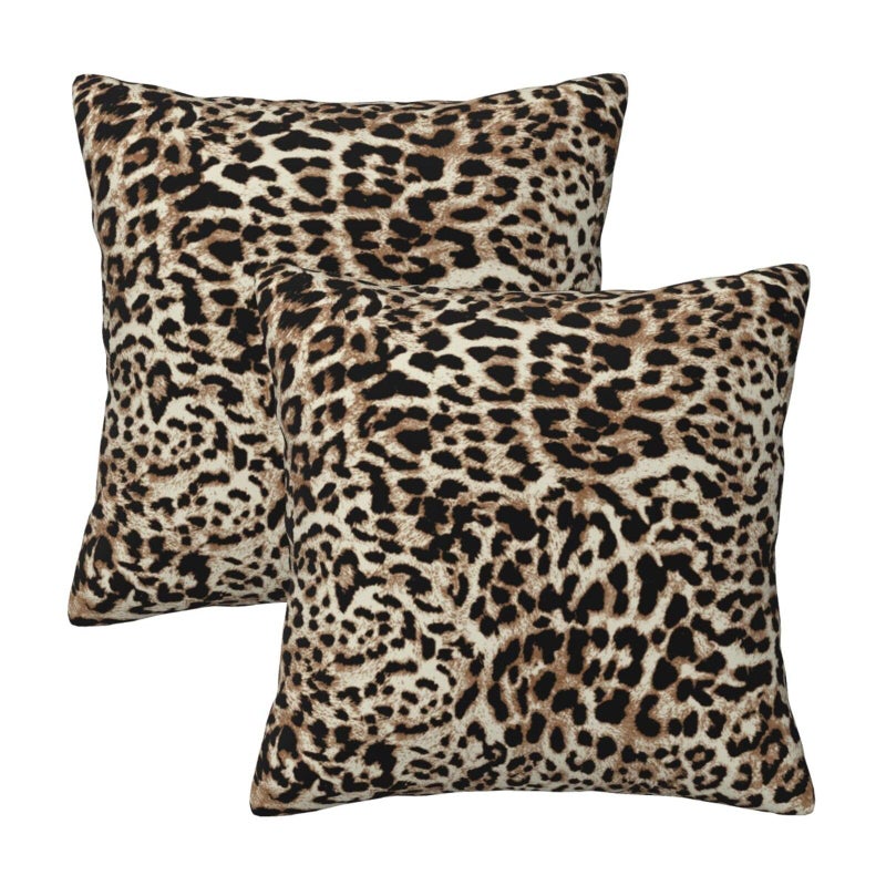 Leopard Print Cheetah Throw Pillow Cover 18x18 in Pillow Case Farmhouse Modern Decor for Couch Sofa Living Room Cushion Indoor Outdoor Home Decoration